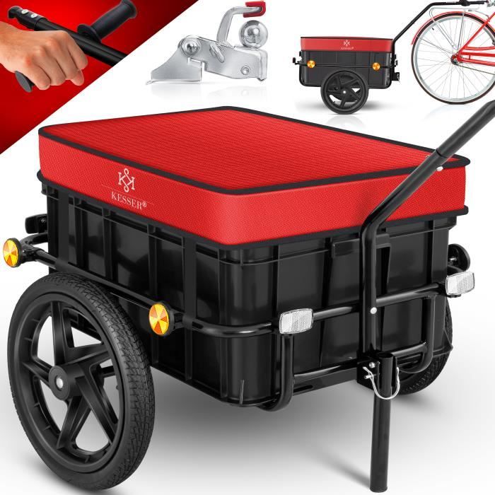 KESSER® Remorque pour vélo Remorque Chariot de transport rouge