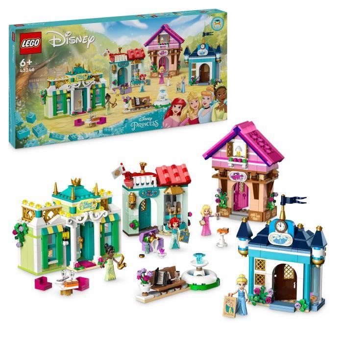 lego® 43246 disney princess les aventures des princesses disney au marché, jouet avec 4 mini poupées : ariel, cendrillon