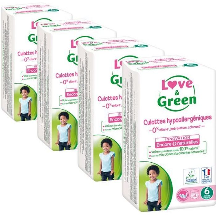Love and Green - 64 couches culottes hypoallergéniques écologiques - Taille  6 (plus de 16 kg) - Cdiscount Puériculture & Eveil bébé