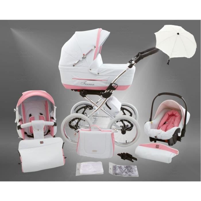 poussette rose et blanc