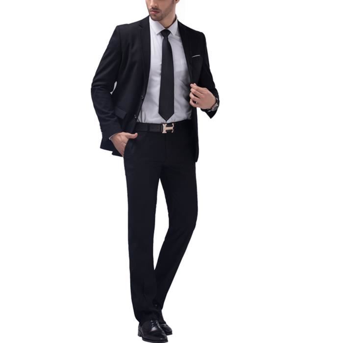 2018 Nouveau Costume Homme Deux Pièces 2 Pièces Costume De Mariage Veste Deux Boutons Style Daffaire Coupe Regular Noir