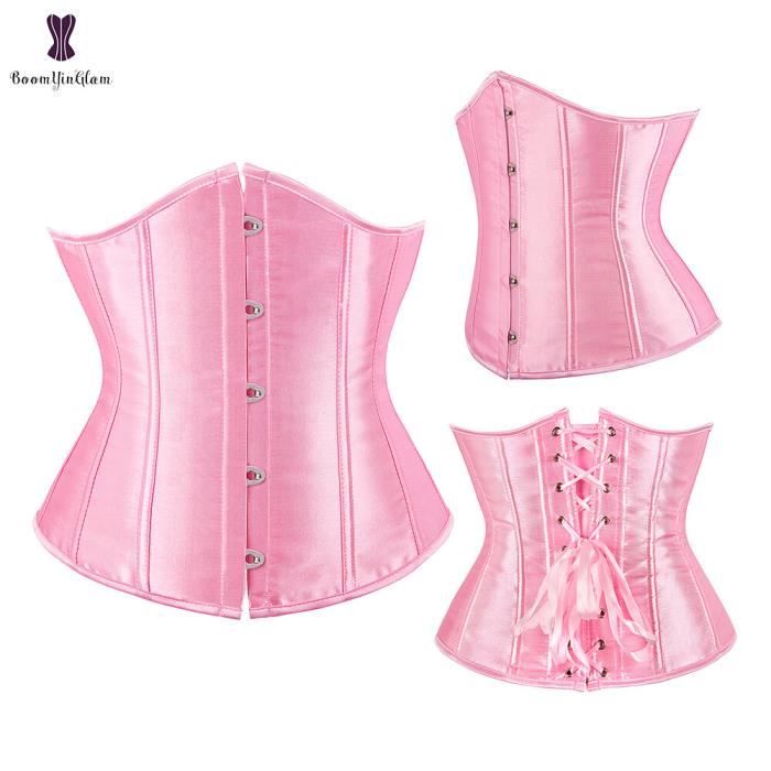 Corset Bustier Gothique Sous La Poitrine En Satin Noir - Neuf Avec étiquettes, Serre-taille