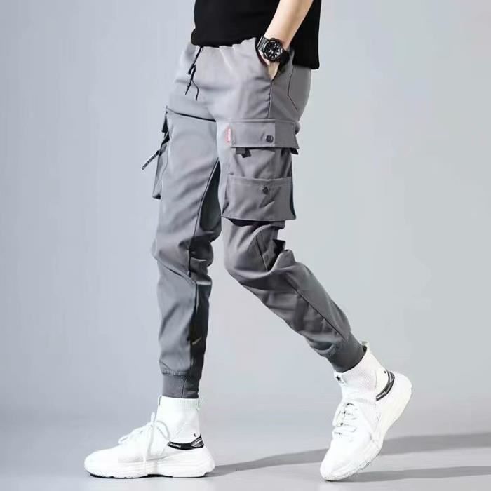 Pantalon Jeans Cargo avec Poches Multiples pour Homme