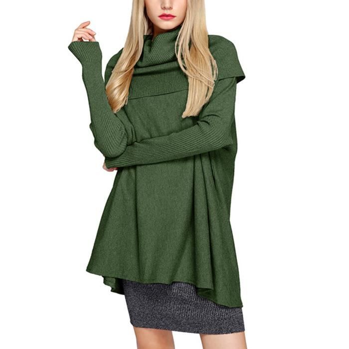 Pull Epais Tricoté à Col Roulé