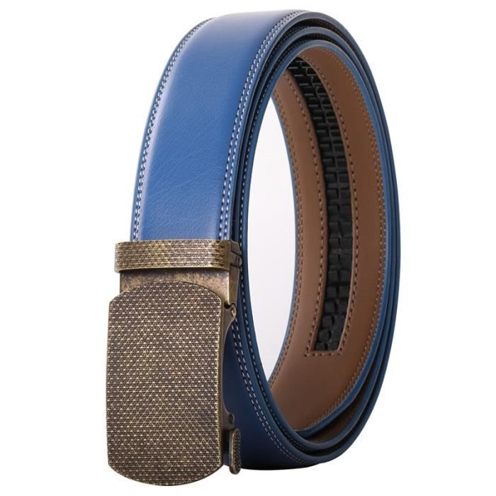 Ceinture En Cuir Véritable Pour Homme Grande Taille - Boucle Automatique Dorée - Neuf Avec étiquettes