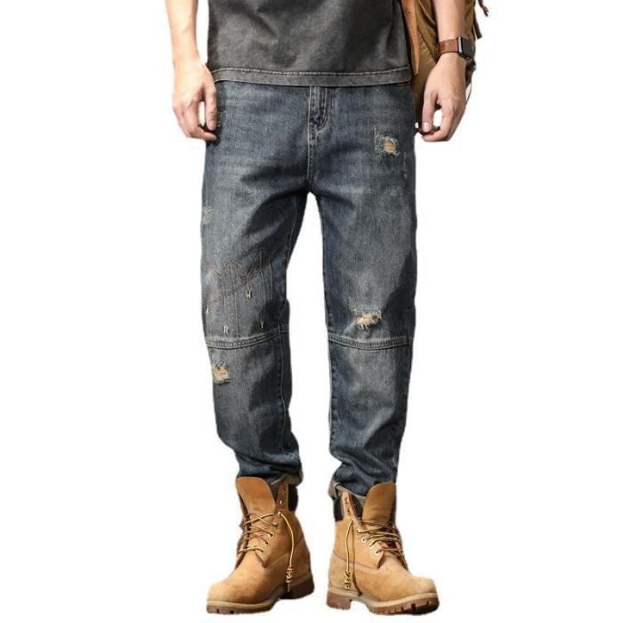 Jean Skinny Homme OTHER WEAR UK - Taille 34/30 - Gris Clair Délavé Avec Déchirures Et Réparations - Neuf Avec étiquette