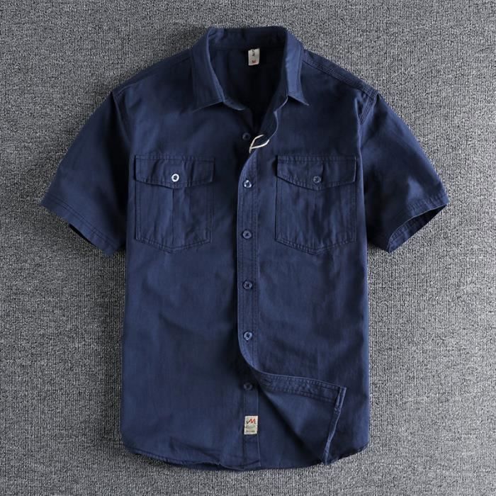 Chemise Affliction Homme Manches Courtes Taille XL Réversible Bleue - Neuf Avec étiquettes