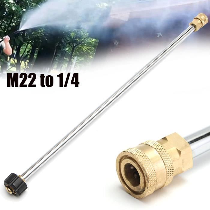 Lance Haute Pression En Acier Inox - Connexion M22 - 280 Bars / 4000 Psi - Pour Nettoyeur Industriel, Lavage Auto, Terrasse, Façade - 4