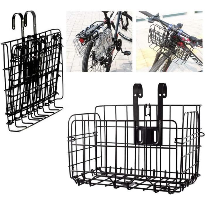 Panier à Vélo Montagne Panier Bicyclette Pliable en Maille Métallique, Panier de vélo Avant Pliable, Panier de Caisse Amovible pour