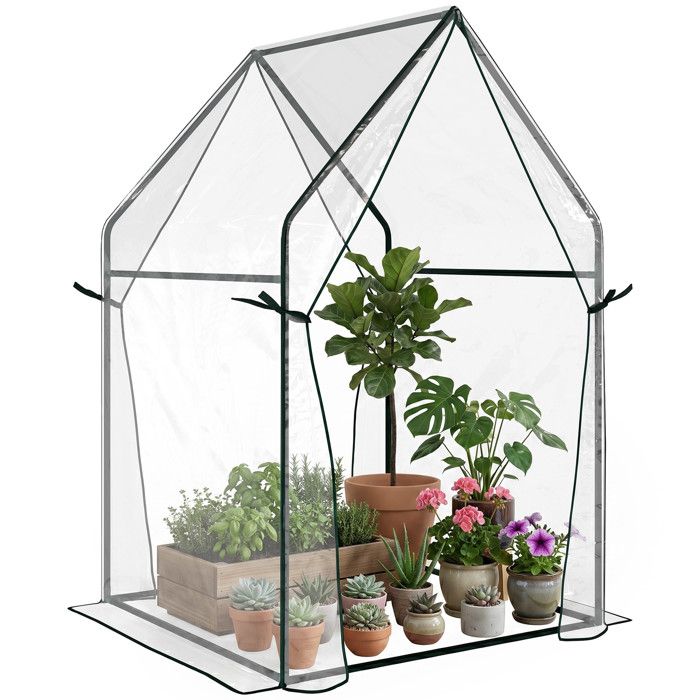 Serre de jardin - Outsunny - serre balcon bâche renforcée PVC 2 portes zippées - acier - 90x90x145cm - blanc