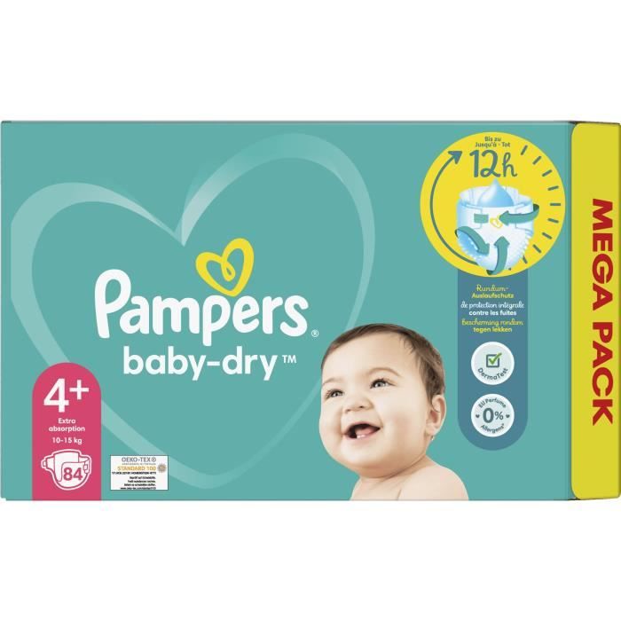 Couches PAMPERS Baby-Dry Taille 4+ - 84 Couches - Cdiscount