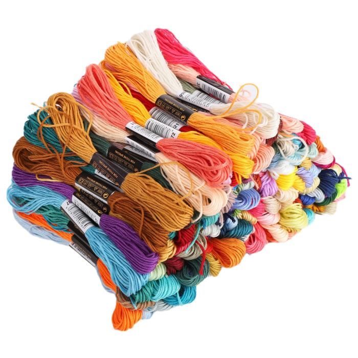 Qqmora fil de point de croix Fil à broder multicolore, 150 pièces, écheveaux de couture en coton