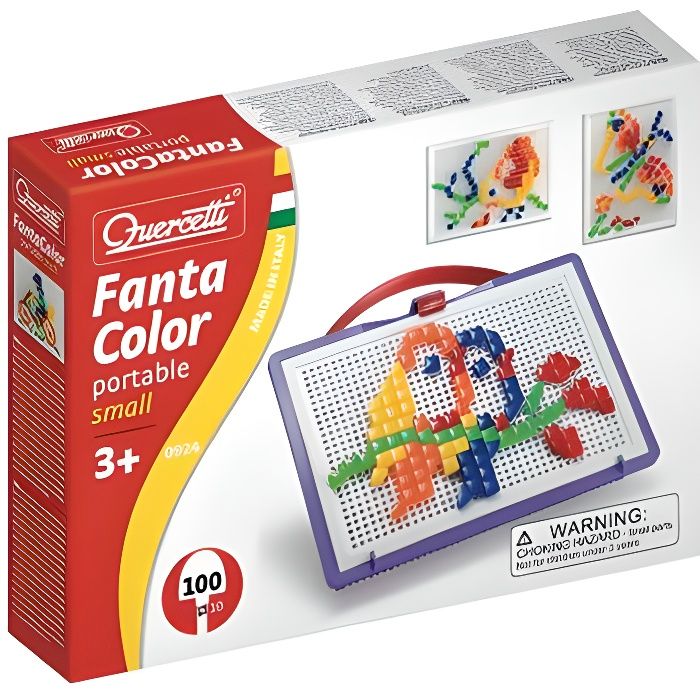Jeu de clous - QUERCETTI - FantaColor portable Small 100 clous carrés - Pour Enfant - Coloris variés