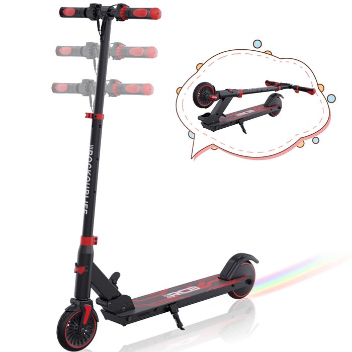 RCB R15 Trottinette électrique pliable enfant âge Seul 755 kg Hauteur ajustable Cadeau pour Enfant et Ados Rouge