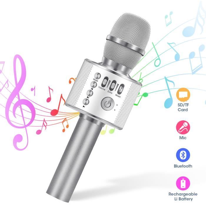 Microphone sans Fil Karaoké, Micro Karaoke Enfant avec Lumières LED