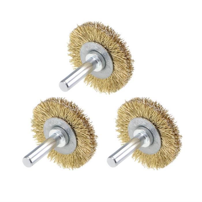 Brosses Métalliques Uxcell 16mm – Lot De 3, Plaquées Cuivre, Coupe Acier, Avec Tige