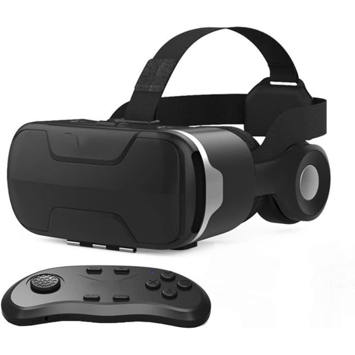Casque VR Avec écouteurs Et Manette - Lunettes Réalité Virtuelle Pour Smartphones 4,7 à 7,2" - Films 3D, Jeux - Compatible IPhone/Android
