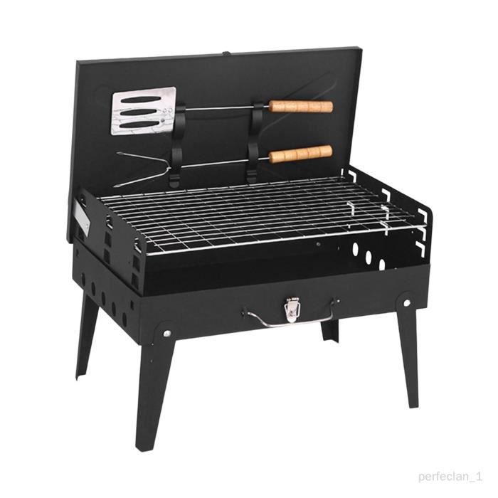 Barbecue Nomade Pliable – Petit Grill Inox Avec Sac – Pour Camping, Plage, Rando