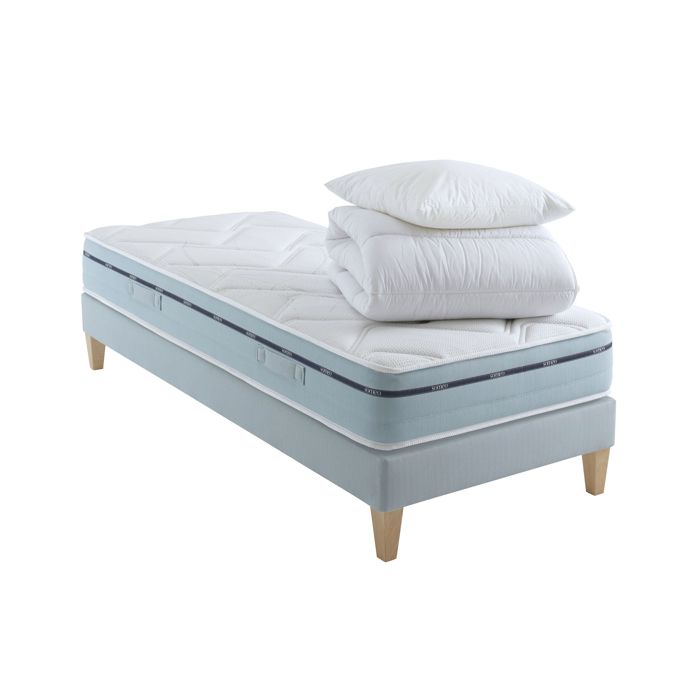 Ensemble matelas mémoire de forme sommier pieds couette et oreiller Songe 500 - SOMEO 90x210 - Blanc - Garantie 7 ans - Someo Ensemble matelas mémoire de forme sommier pieds couette et oreiller Songe 500 - SOMEO 90x210 - Blanc - Garantie 7 ans - Someo