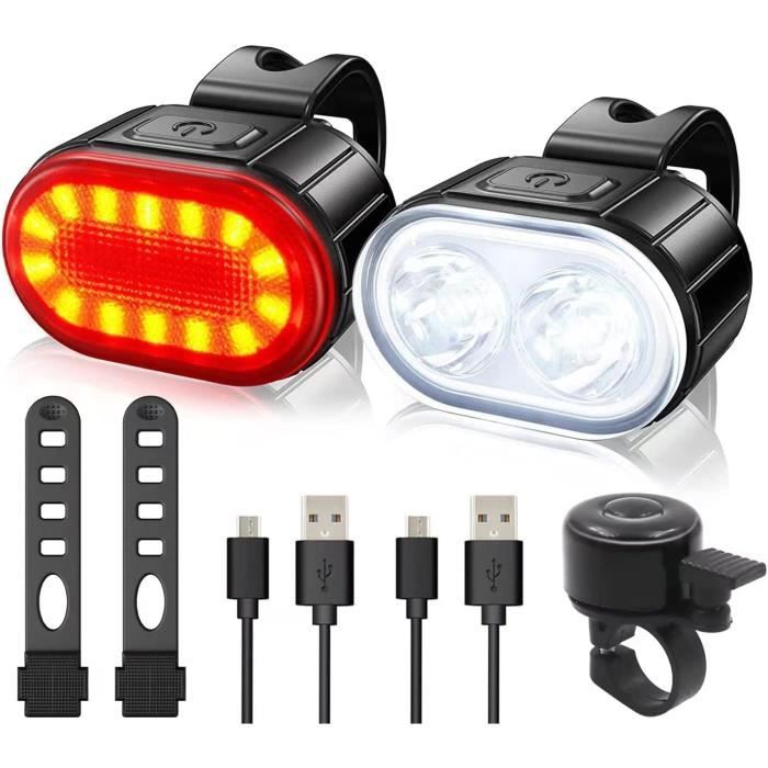 Kit éclairage Vélo BrightArk – USB-C Rechargeable, étanche IPX5, Feu Avant LED + Feu Arrière Avec Détection De Frein, Certifié STVZO, Pour VTT Et Route, Super Lumineux (100 Lux)