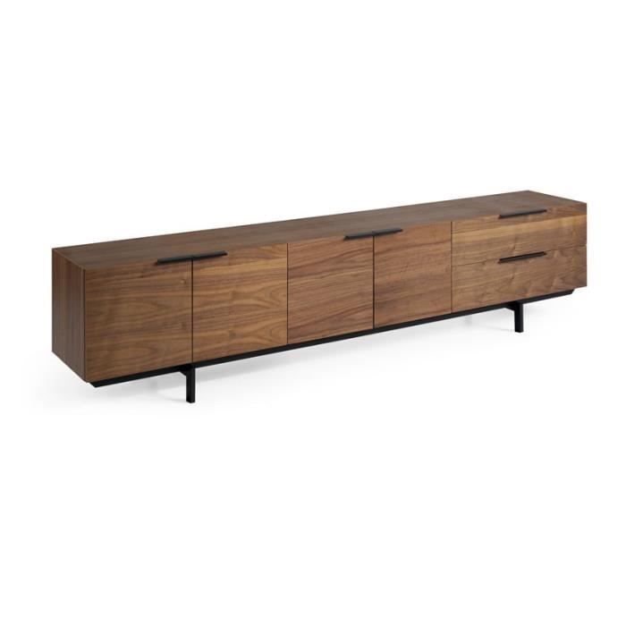 Meuble Tv 4 Portes 2 Tiroirs Noyer Metal Zen L 240 X L 42 X H 55 Achat Vente Meuble Tv Meuble Tv 4 Portes 2 Tiroirs Soldes Sur Cdiscount Des Le 20 Janvier Cdiscount