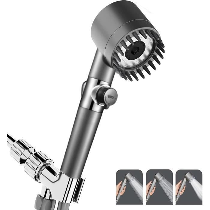 Pommeau De Douche Haute Pression 4 Jets - Anti-calcaire Avec Filtre - Économie D'eau + Tuyau 1,5 M + Support - 5