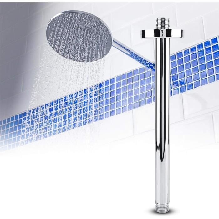 Bras Support Douche Carré Acier Inoxydable 201 Noir 40 Cm - Fixation Murale Pour Pomme De Douche, Sans Perçage?