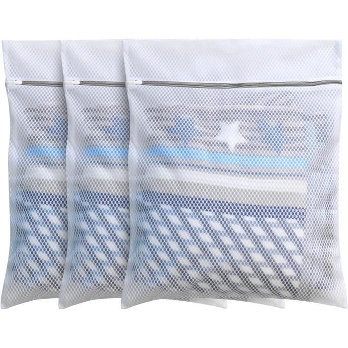 Lot De 3 Sacs à Linge En Filet Maille Nid D'abeille - 30x40 Cm - Fermeture éclair - Pour Machine à Laver, Sous-vêtements, Chaussettes