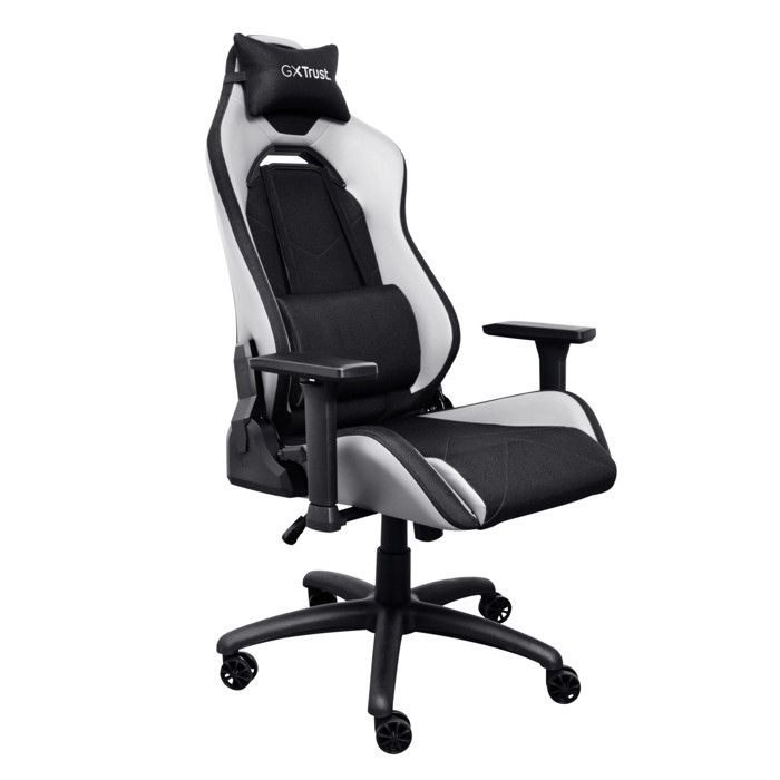 Chaise Gaming - TRUST - GXT 714W Ruya - Réglable en Hauteur - Coussin Têtière & Lombaire - Blanc