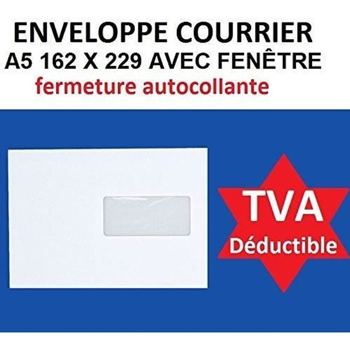 50 Grandes Enveloppes A4 Avec Fenêtre - C4 Kraft Blanc 90g, Format 229x324 Mm, Bande Adhésive
