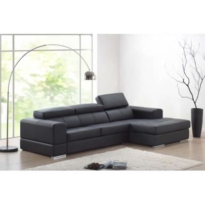 Canape D Angle Cuir Baldini Ii Noir Angle Droi Achat Vente
