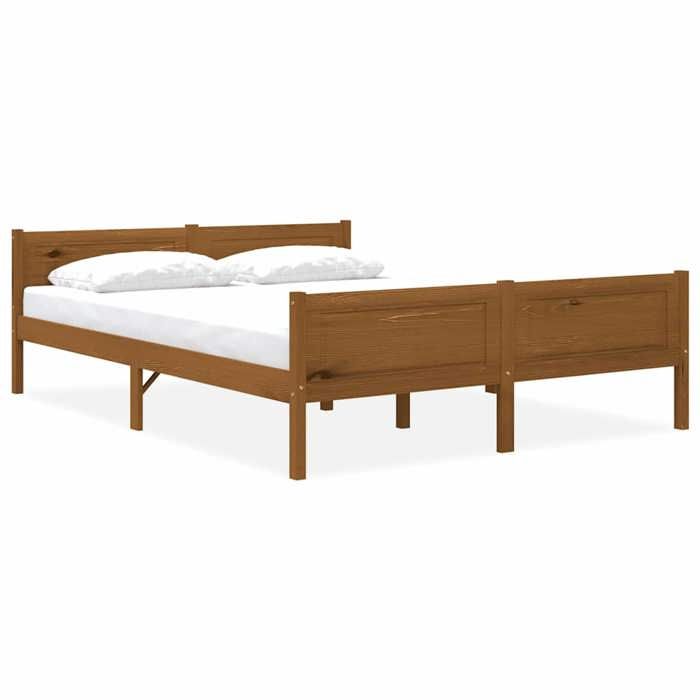 vidaXL Cadre de lit sans matelas pin massif marron miel 140x200 cm 322113