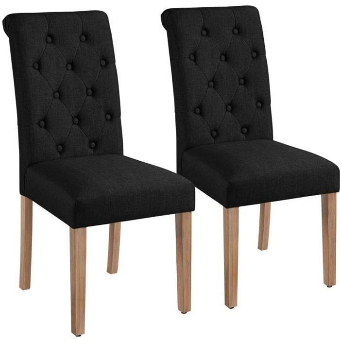 Lot de 2 Chaises de Salle à Manger Haut Dossier Assise Rembourrées -Pieds en Bois Chêne confortable-Noir YAHEETECH Lot de 2 Chaises de Salle à Manger Haut Dossier Assise Rembourrées -Pieds en Bois Chêne confortable-Noir YAHEETECH