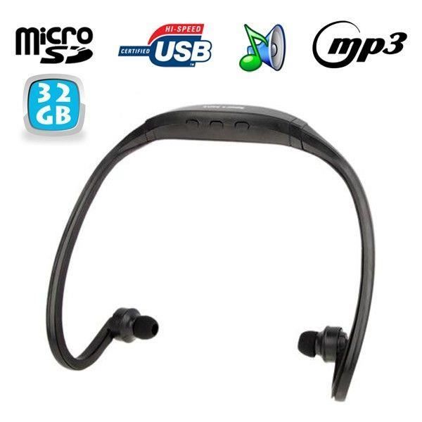 Casque MP3 Sport Sans Fil Lecteur Musique Micro SD Running V lo