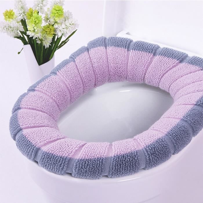Housse De Toilette Souple - 2 Pièces : Housse De Siège Et Couvercle De Réservoir - Élastique, Lavable En Machine - Pour Cuvette Oblongue