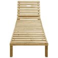 Chaise longue de jardin en bois de pin imprégné - Style contemporain - Blanc - Pliable-1