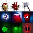 Color Iron Man Face Lampe 3D Marvel de la Série Vengers, Veilleur Créatif, Ironman Hulk Hammer Capitaine Amér-1