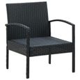 Chaise de jardin OVONNI en résine tressée noire avec coussin - Dimensions 58 x 58 x 72 cm-1