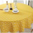 150CM Nappe de Table Ronde Colorée Tissu Nordique Polyester Coton Linge Ménage Jardin à Manger Vaisselle Plaine Cuisine Jaune-1