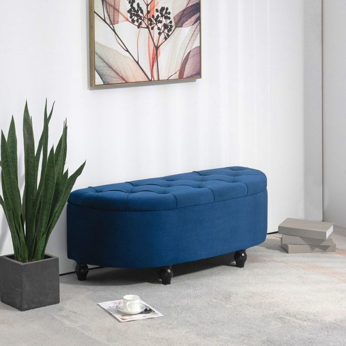 Banquette coffre de rangement 2 en 1 style scandinave tissu vert d'eau