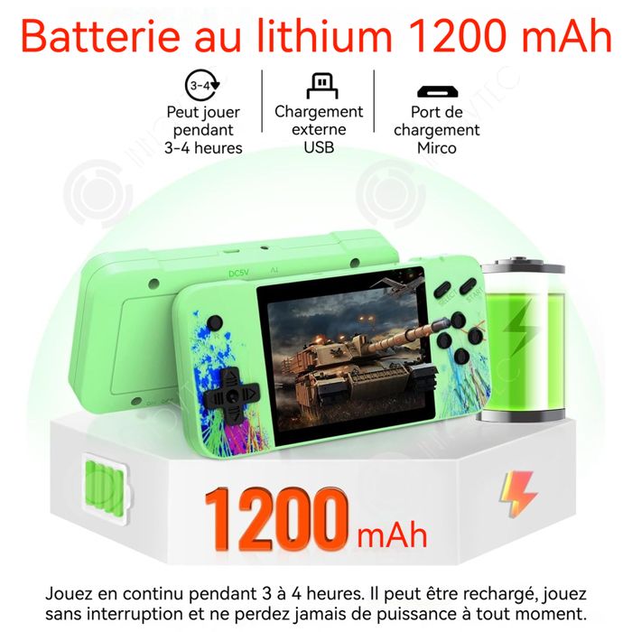 VGEBY Machine de jeu portable Console de jeu portable 3,0 pouces Écran couleur LCD rétro Sortie