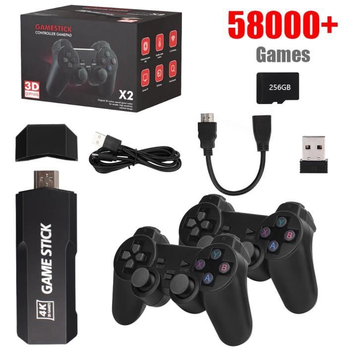 Console De Jeu X2 Plus 4K Game Stick 256Go - 58000 Jeux 3D Avec 50 Émulateurs Et Manettes Sans Fil