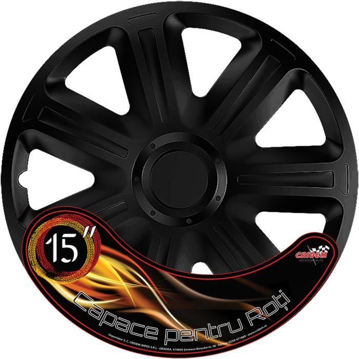 Enjoliveurs Action DOUBLECOLOR Roses-Noirs 4 Pièces - Pour Jantes 15 Pouces, Design Moderne, Montage Facile