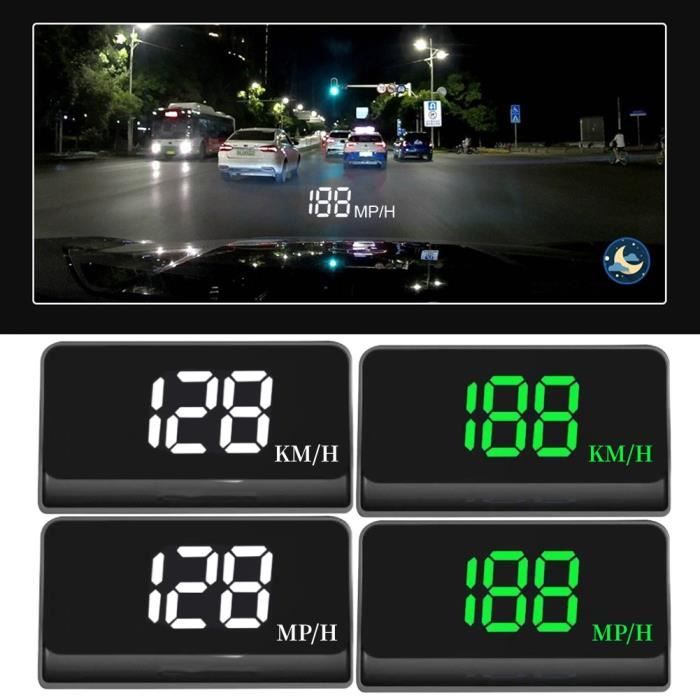 KMH vert - Projecteur de vitesse de pare-brise à affichage LED, GPS, HUD,  Compteur de vitesse, Plug and Play