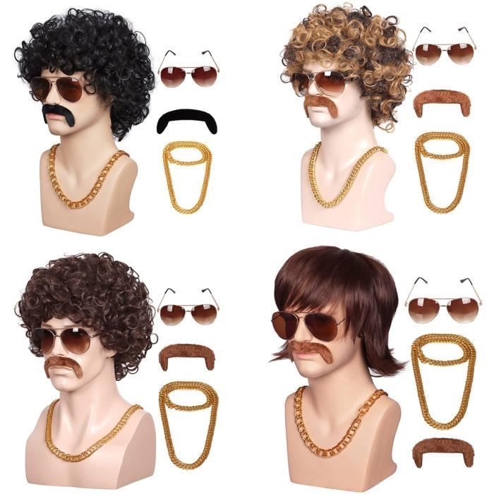 Déguisement Disco Homme - Perruque Afro Moustache Collier Lunette Hippie -  Blanc - Adulte - Années 80 - Cdiscount Jeux - Jouets