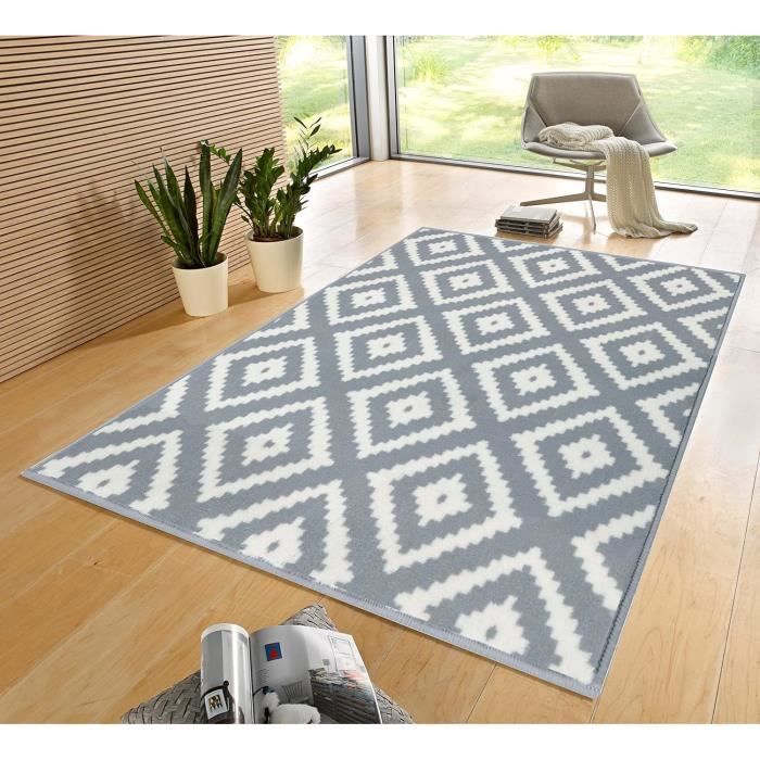 Paco Home Tapis Salon Chambre Adulte Poils Ras Uni Motif Boho Motif Scandinave Crème Crème Crème 60x100 Cm - Maison