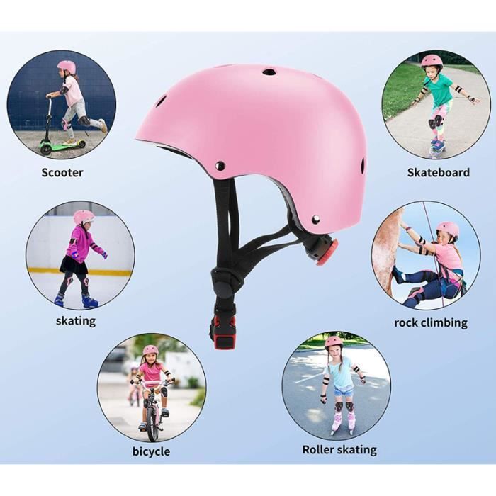 Kit de protection roller pour Enfants,Casque de Velo Enfant,  Casque/Genouillères/ Coudières/Coussins Poignet,7 PCS (3 à 8 Ans),Rose -  Cdiscount Sport