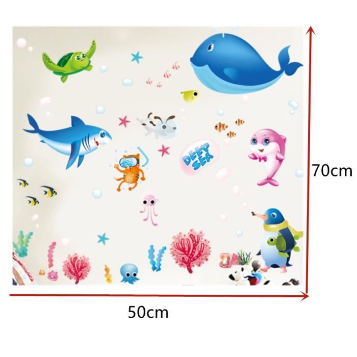 Autocollants Muraux Sous-marin – Poissons, Baleines, Tortues, Algues Pour Chambre Enfant | Stickers Déco Faciles à Poser - 7