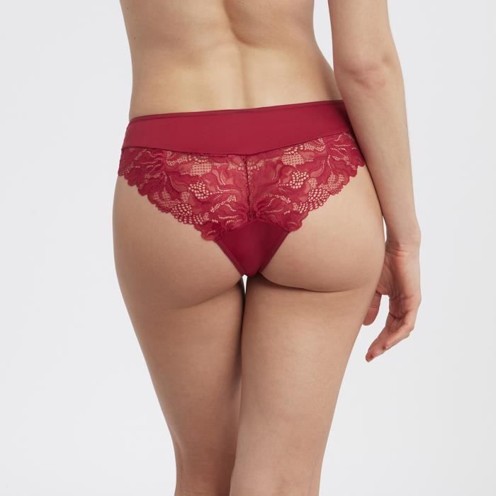 Achat Dim Culotte femme taille haute en coton stretch et dentelle Noi