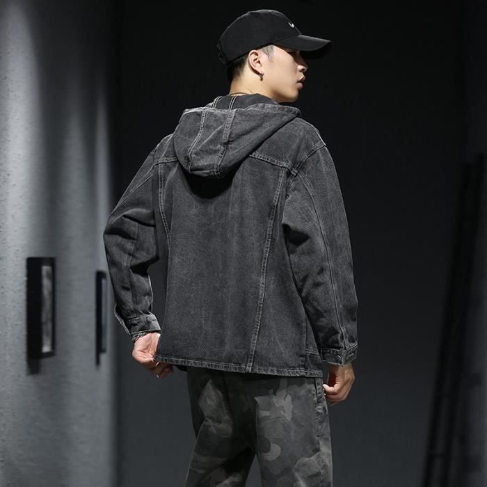 Veste en jean a capuche homme outlet